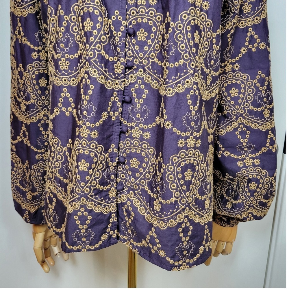 Johnny Was Elora Eyelet Blouse 100% Cotton Size Small - Picture 2 of 15